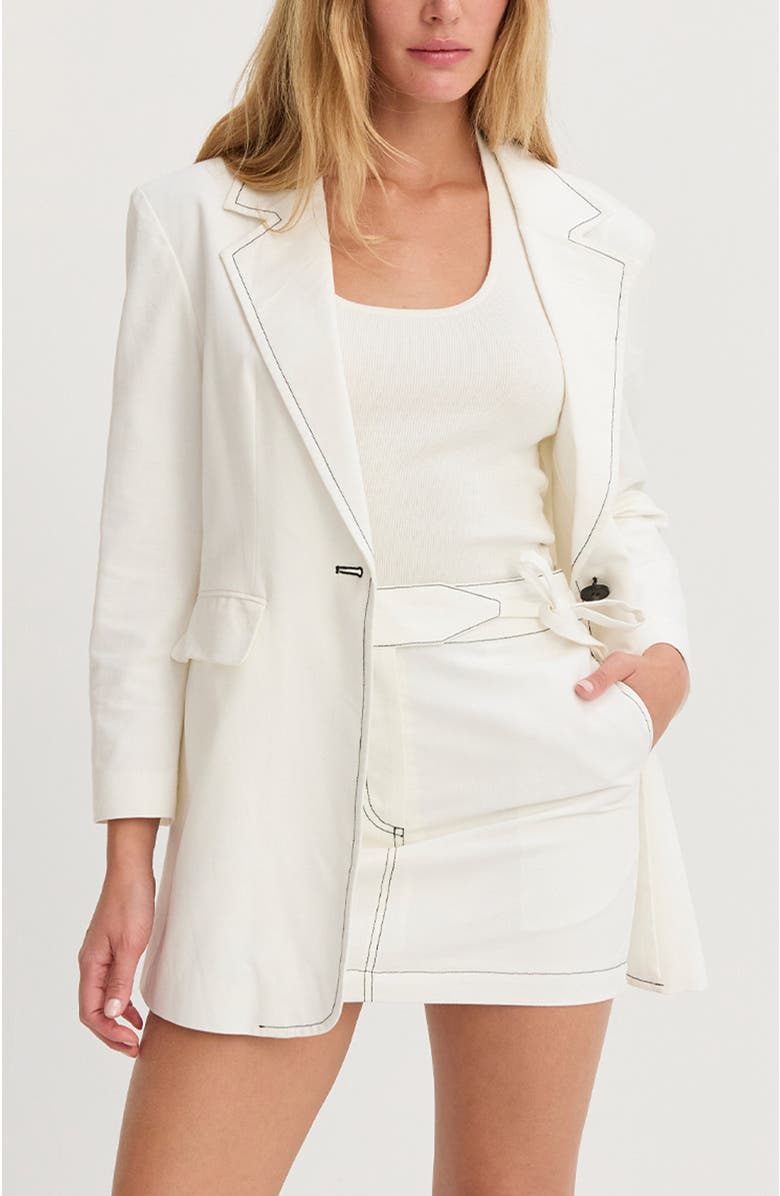 CRESCENT Contrast Stitch Mini Skirt, Alternate, color, White