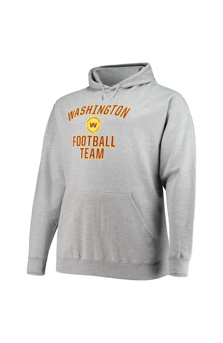 PROFILE Men's Heathered Gray Washington Football Team Big & Tall Lockup Pullover Hoodie, Alternate, color,