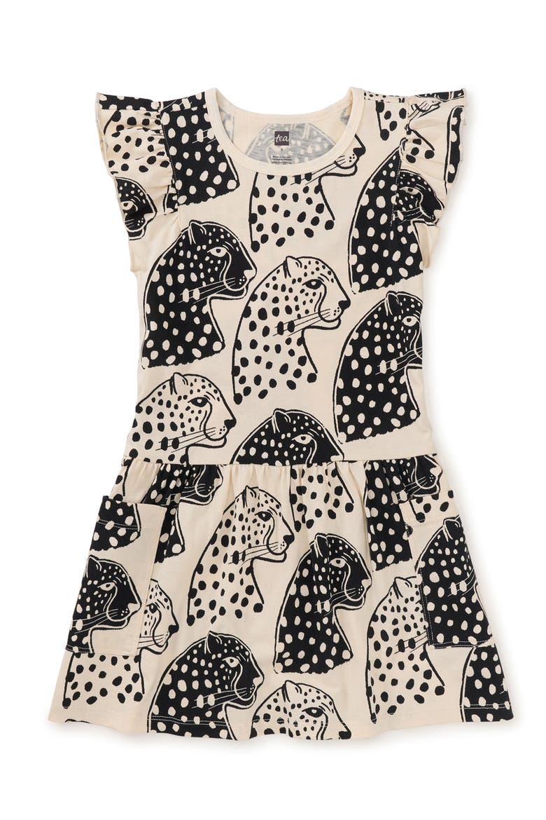 Flutter Sleeve Pocket Dress 2.0, Main, color, Block Print Jaguar