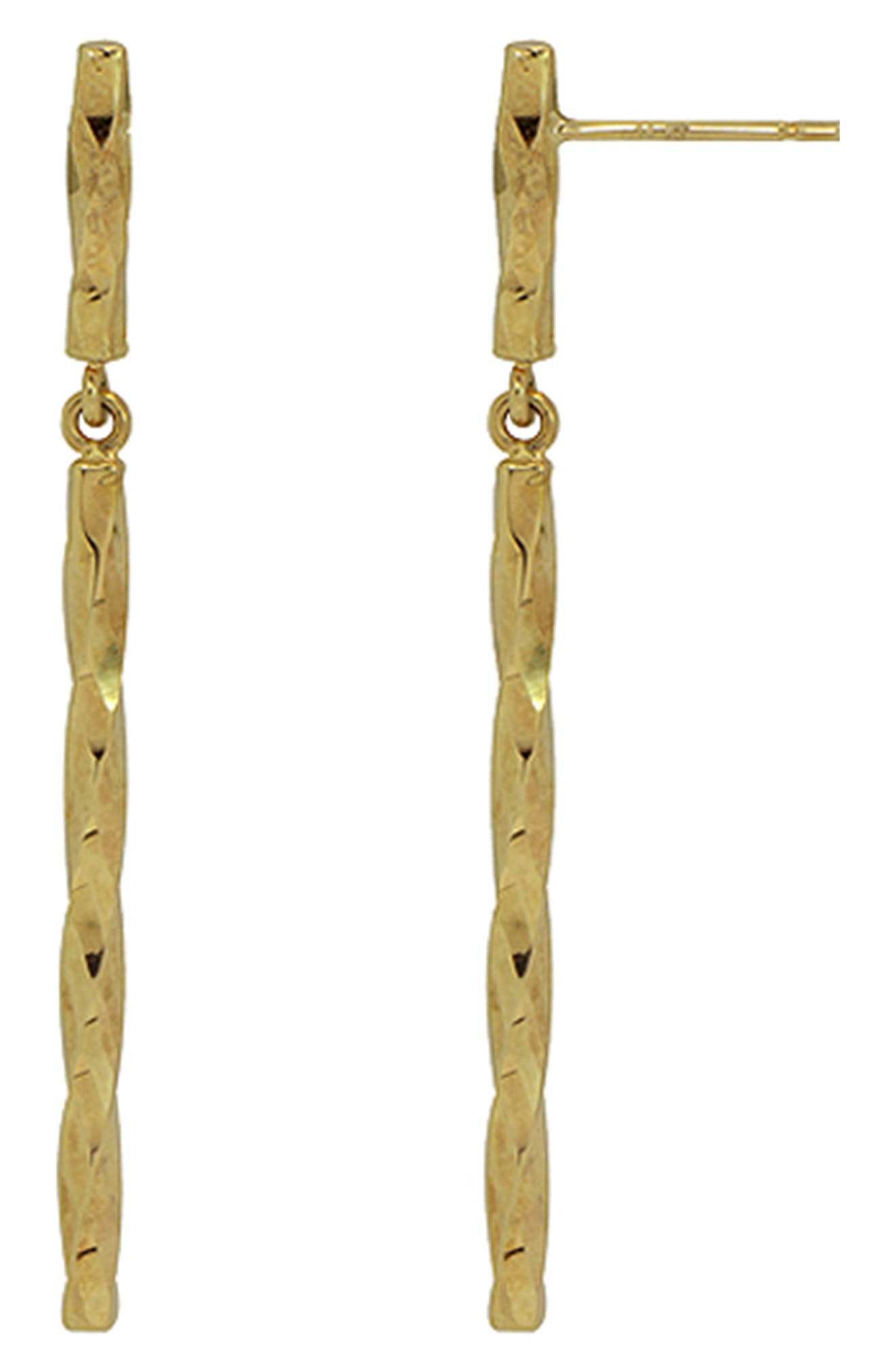 14k Gold Diamond Cut Stick Drop Earrings