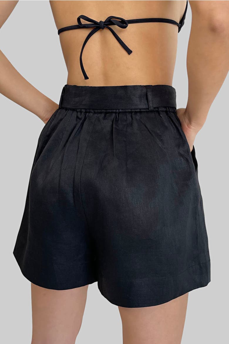Mia Linen Twill Shorts, Alternate, color, Black