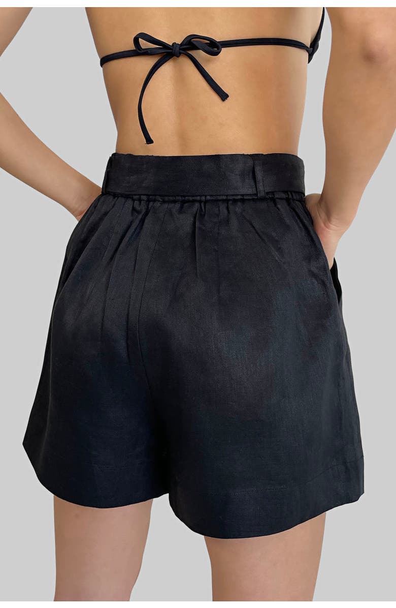 nuaje nuaje Mia Linen Twill Shorts, Alternate, color, Black