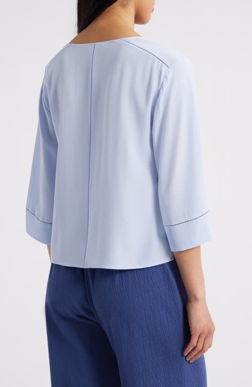 Eileen Fisher Ladder Trim Silk Top In Bellflower