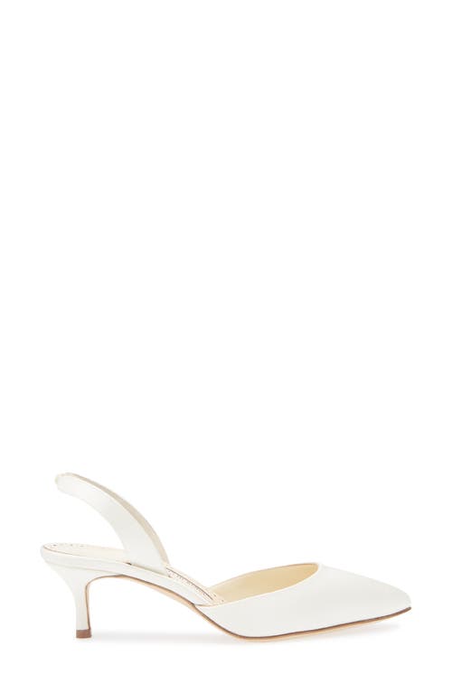 Manolo Blahnik Carolyne Bridal Pointed Toe Slingback Pump In White