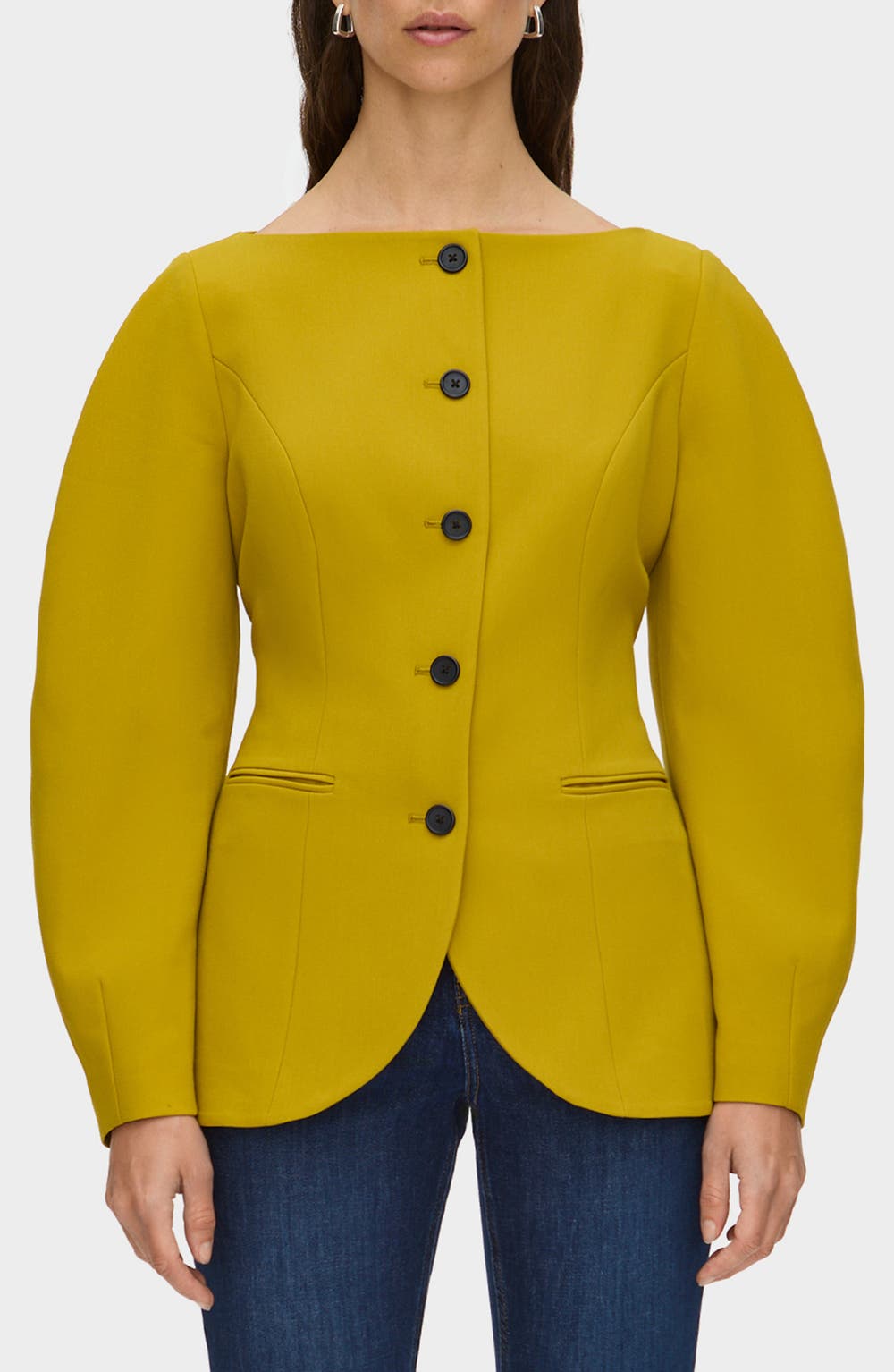 Artemis Barrel Sleeve Jacket, color, MUSTARD