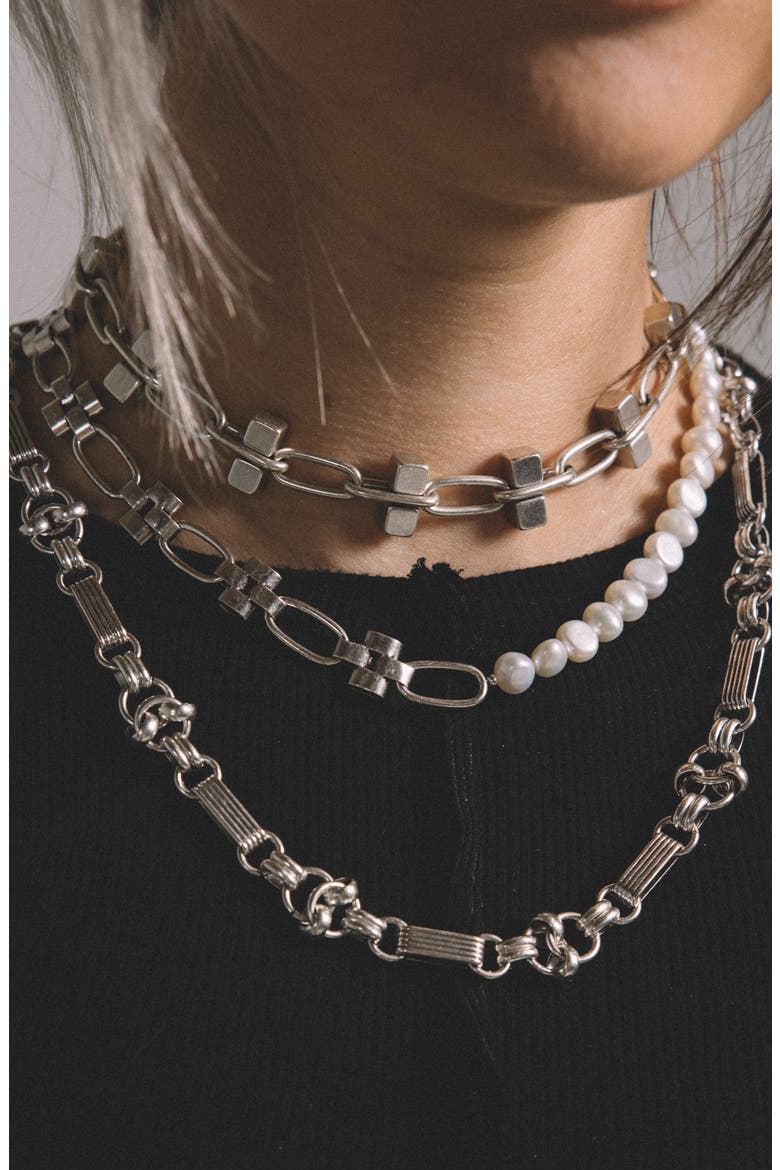 Arcadia Choker Necklace, Alternate, color, SILVER