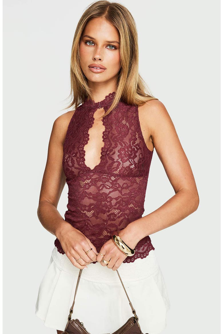 Quinbie Lace Sleeveless Top, Alternate, color, BURGUNDY