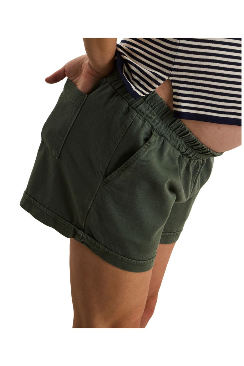 The Drapey Denim Maternity Short, Alternate, color, Olive