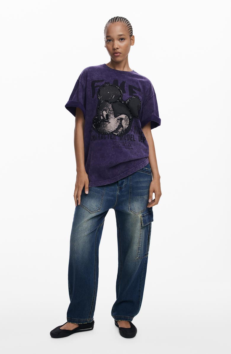Desigual Graphic Cotton T-Shirt, Alternate, color, Medium Gray Purple