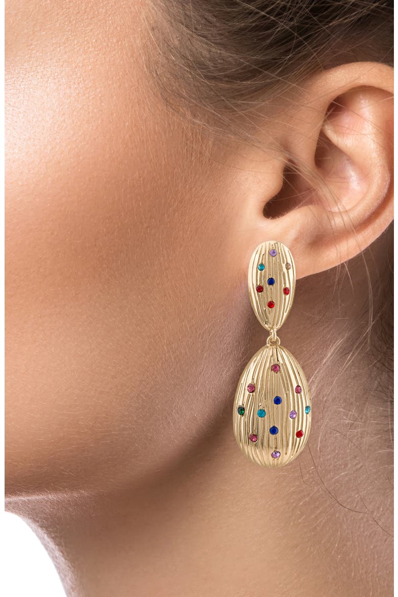 Fluted Crystal Drop Earrings (Nordstrom Exclusive), Alternate, color, MULTI/ GOLD