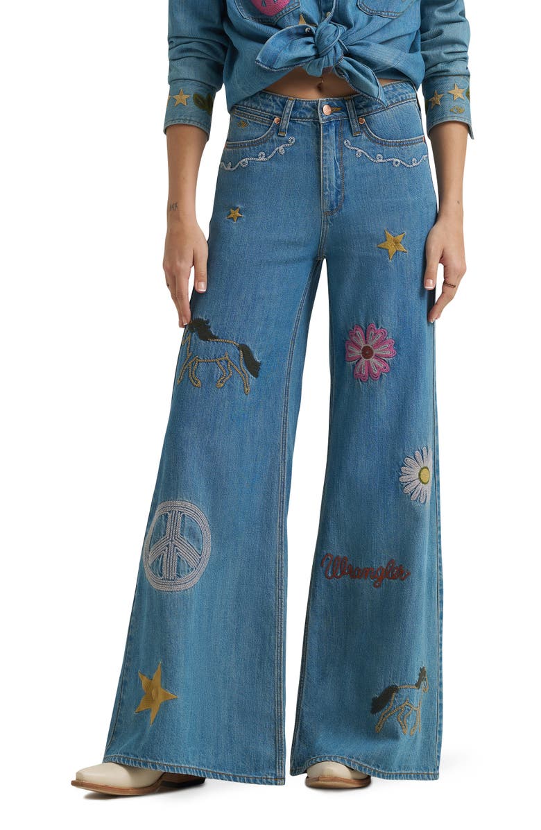 Wrangler x Lainey Wilson Embroidered Cheeky Wide Leg Jeans, Main, color, 