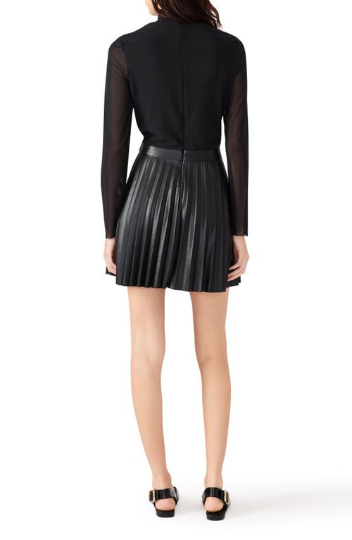 Steve Madden Nevah Long Sleeve Faux Leather Minidress In Black