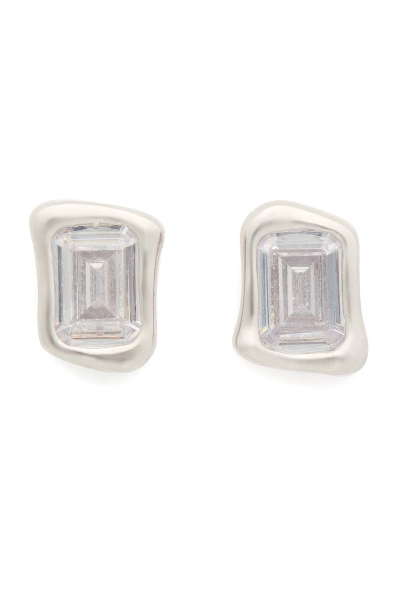 molten glass stud earrings, Main, color, CLEAR/ SILVER