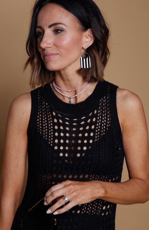 Nickel & Suede Stripe Charlies Earrings