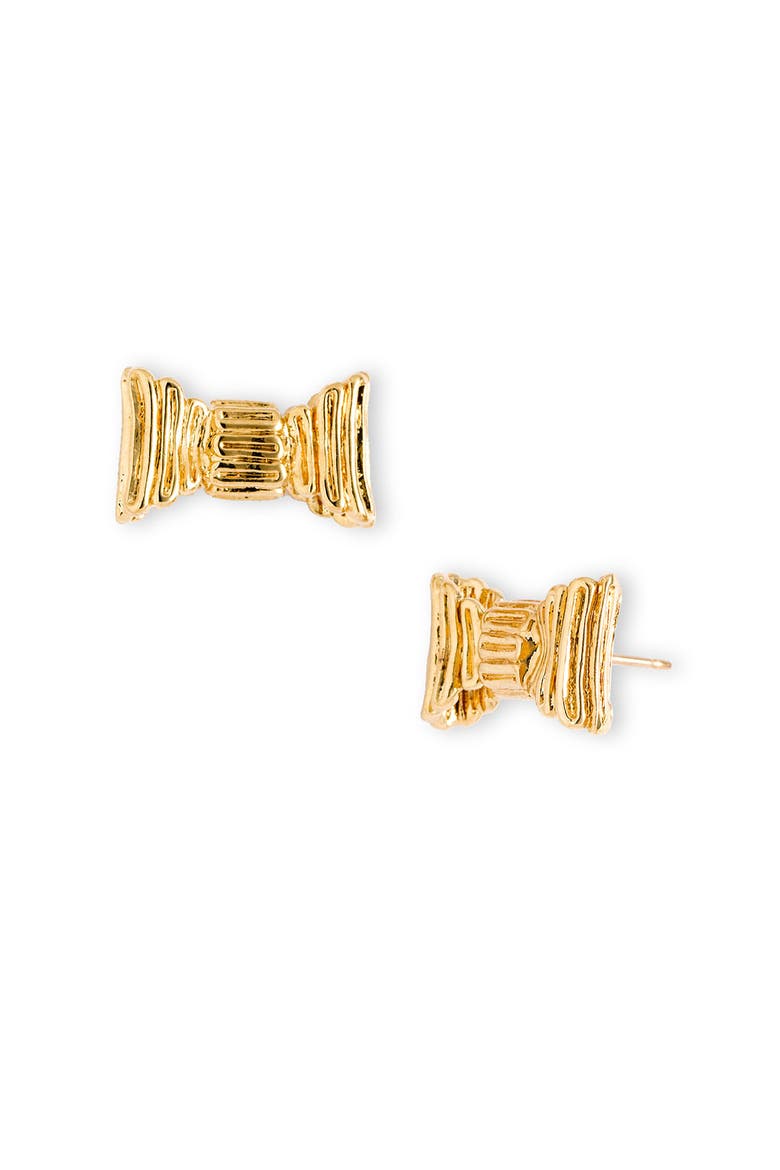 'all wrapped up' bow stud earrings, Main, color, GOLD