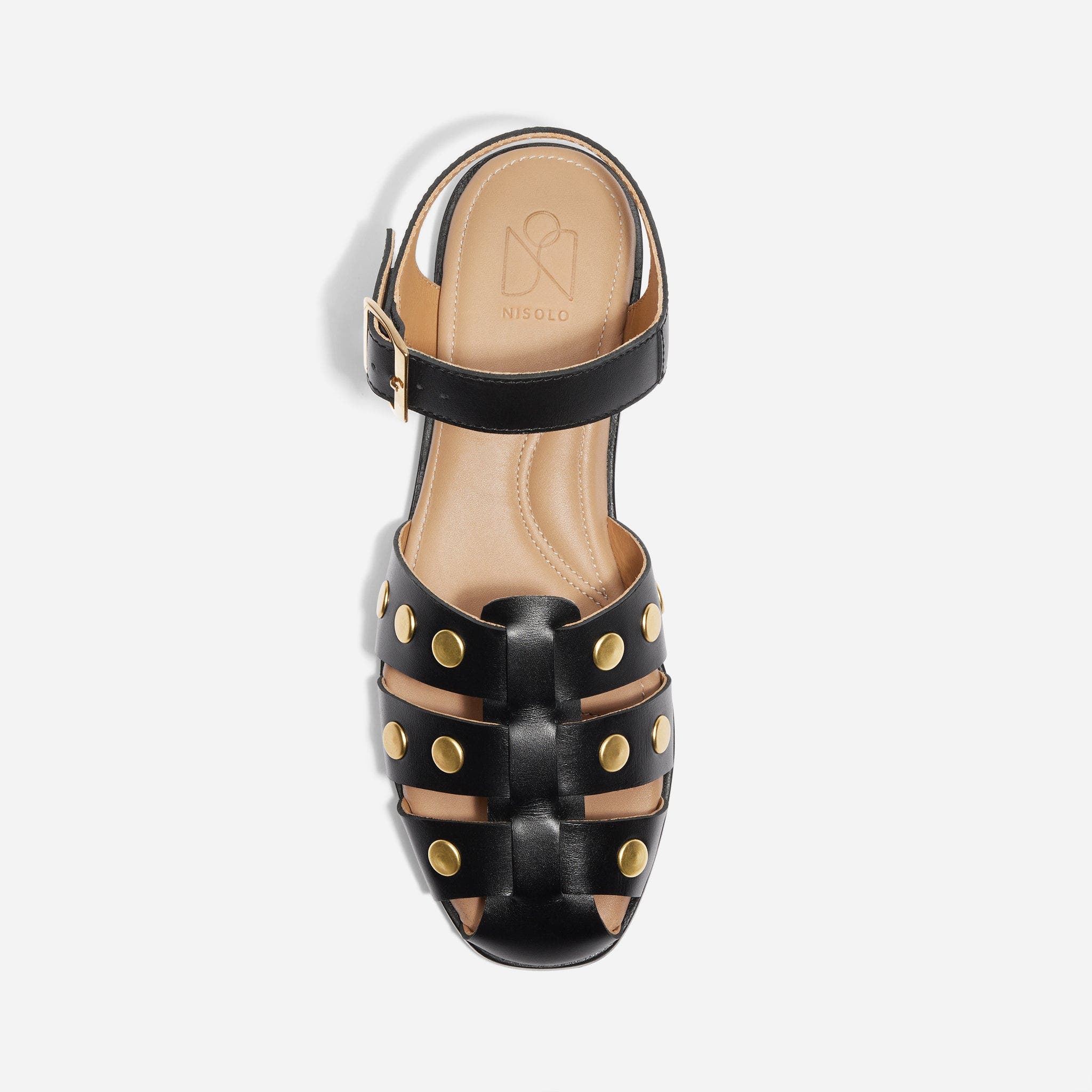 Mira Studded Fisherman Sandal, Alternate, color, Black