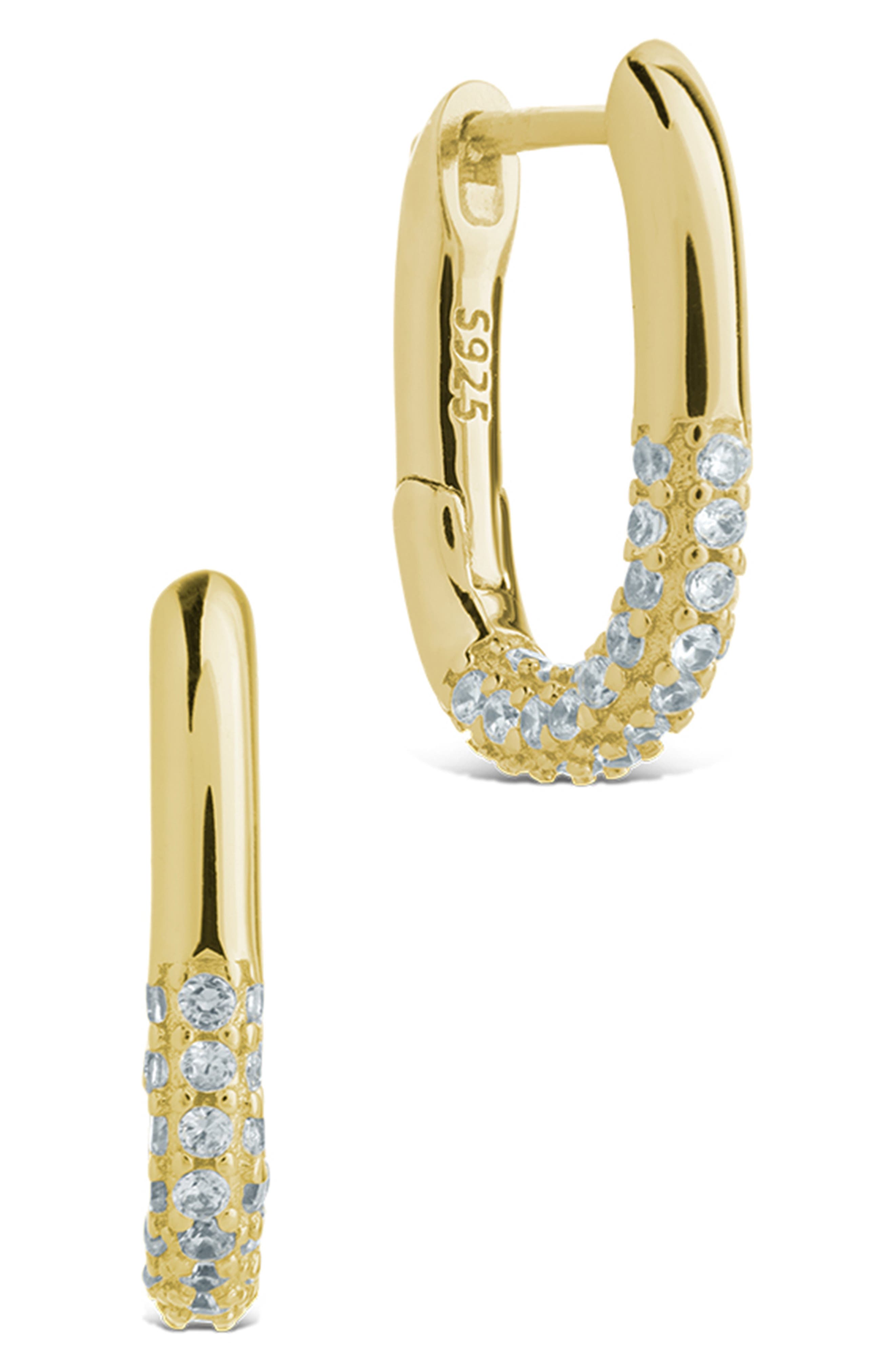 Sterling Forever Elke Shimmer Cubic Zirconia Huggie Hoop Earrings