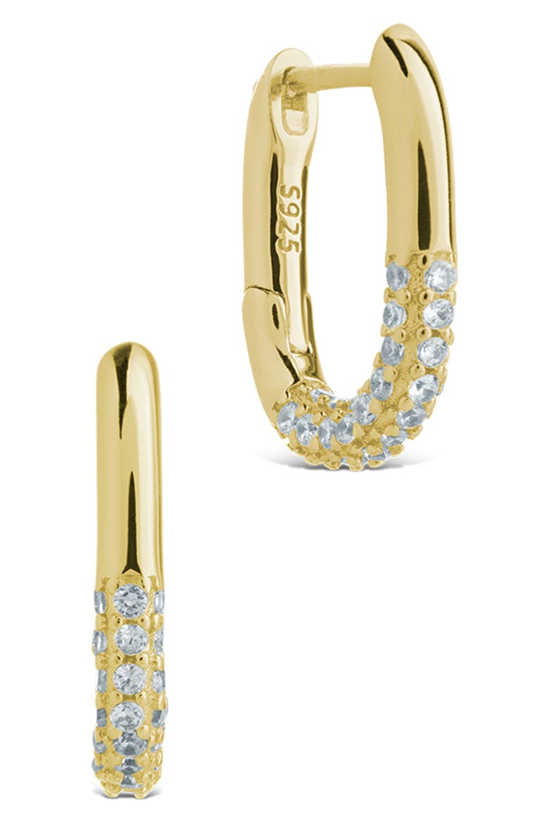 Elke Shimmer Cubic Zirconia Huggie Hoop Earrings, Main, color, GOLD