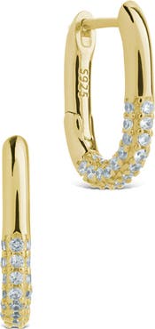 Sterling Forever Elke Shimmer Cubic Zirconia Huggie Hoop Earrings