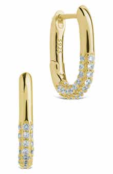 Sterling Forever Elke Shimmer Cubic Zirconia Huggie Hoop Earrings