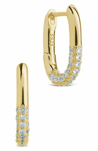 Sterling Forever Elke Shimmer Cubic Zirconia Huggie Hoop Earrings