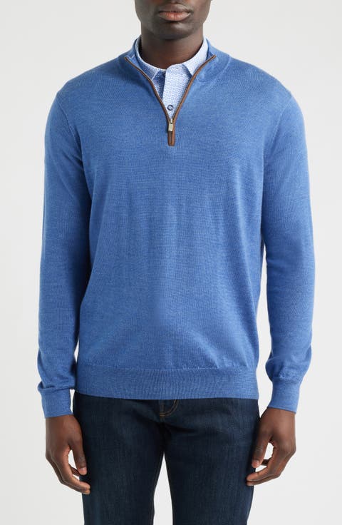Autumn Crest Suede Trim Quarter Zip Sweater