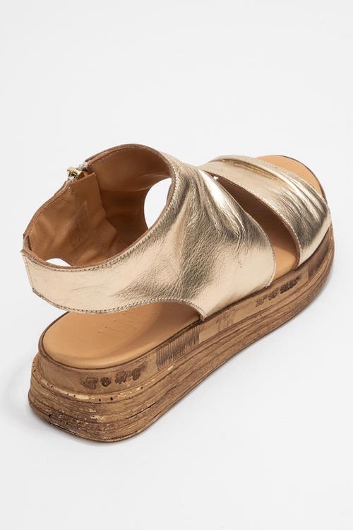 Forever & Always Shoes Lunas Leather Side-zip Flat Heel Sandal In Gold