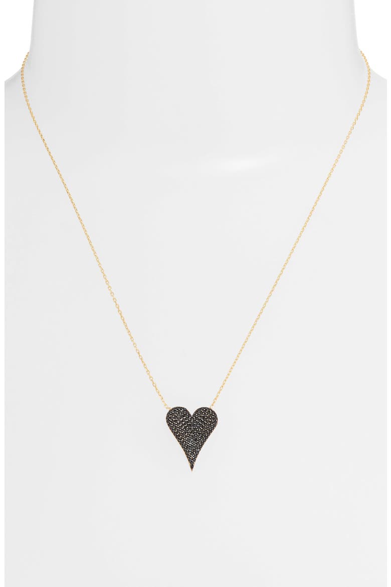 Small Pavé Heart Pendant Necklace, Alternate, color, GOLD/ BLACK