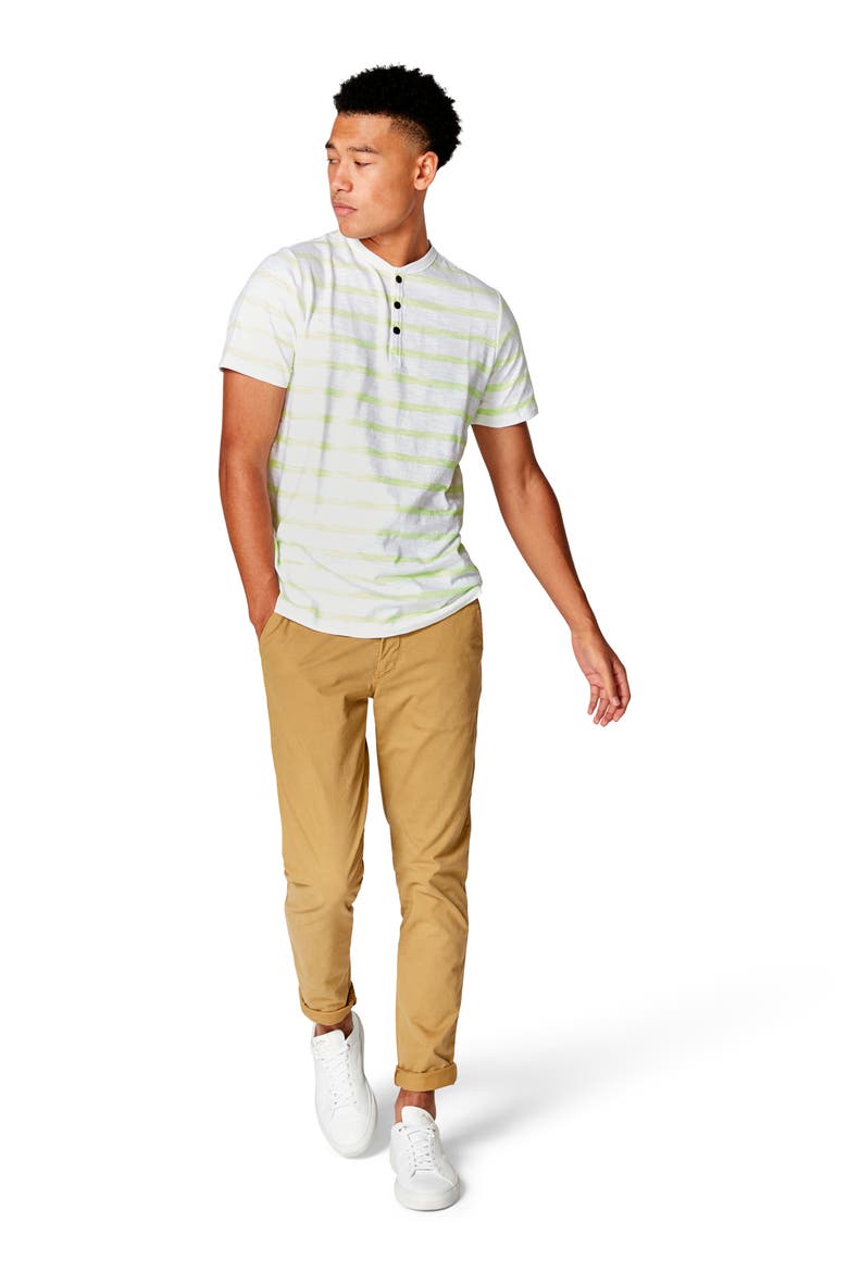 Razor Slim Fit Stripe Henley, Alternate, color, CITRON