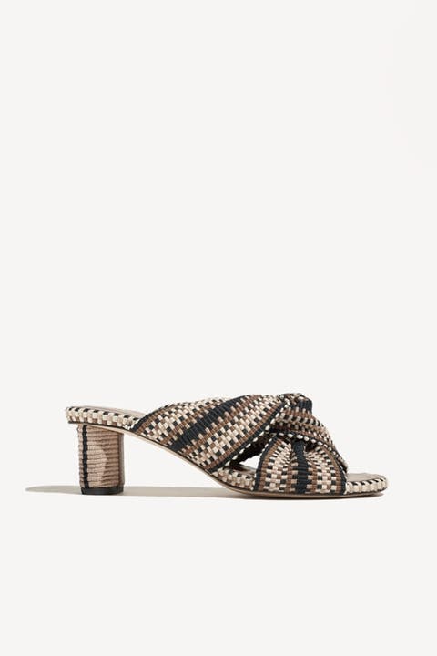 Gilda Handwoven Knotted sandal with Sculptural Heel