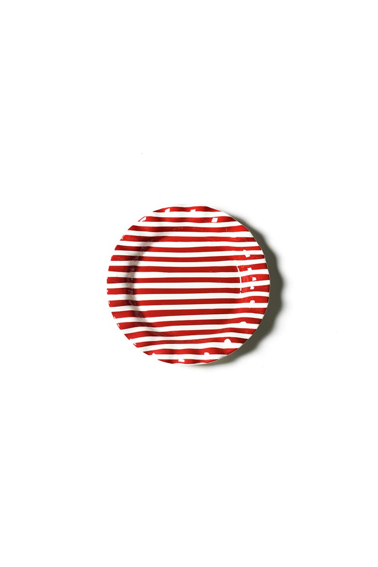 Red Stripe Drop Ruffle Dinner Plate, Main, color, Red