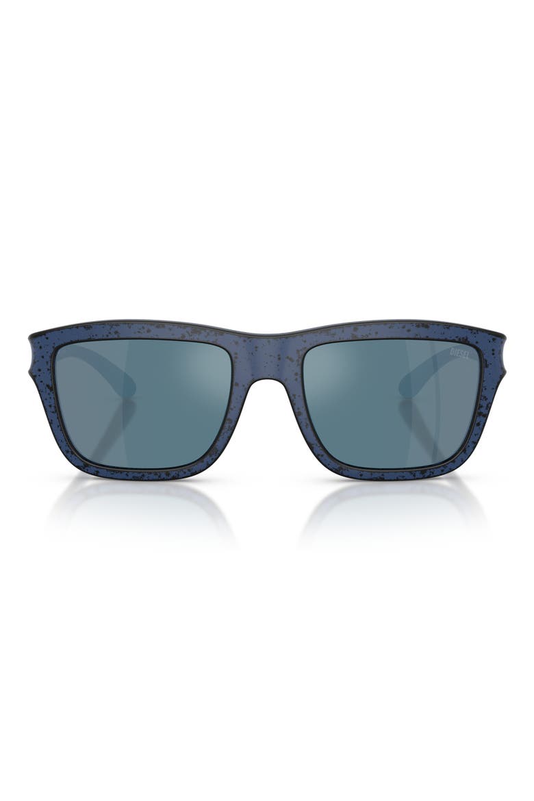 55mm Square Sunglasses, Main, color, BLUE BARRELING BLACK/ BLUE