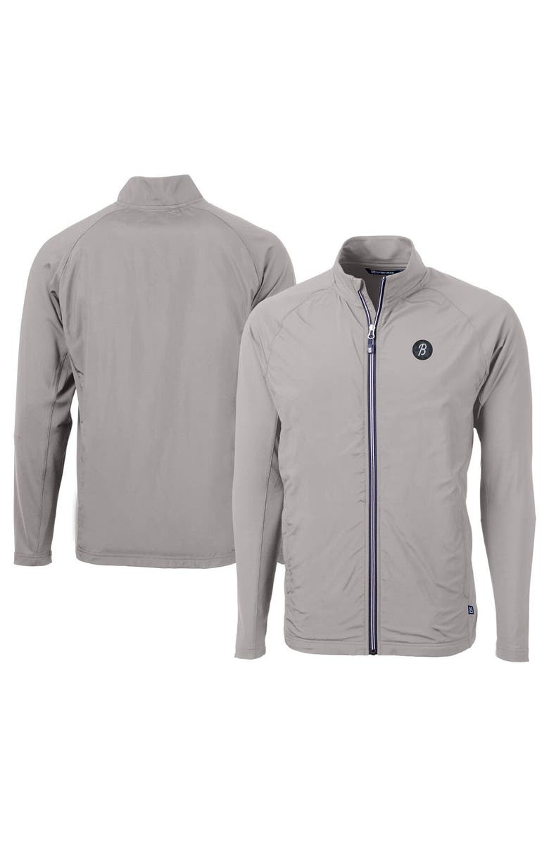 Cutter & Buck Men's Cutter & Buck Gray Baltimore Orioles City Connect Adapt Eco Knit Hybrid Recycled Full-Zip Jacket, Main, color, 