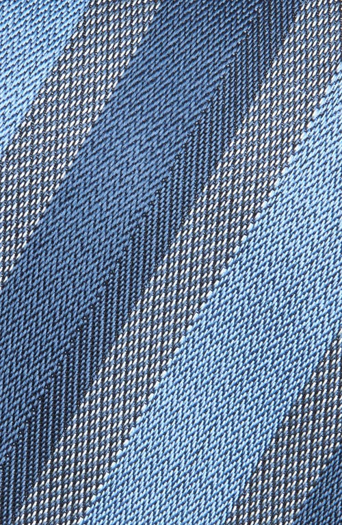 David Donahue Stripe Silk & Cotton Blend Tie In Blue
