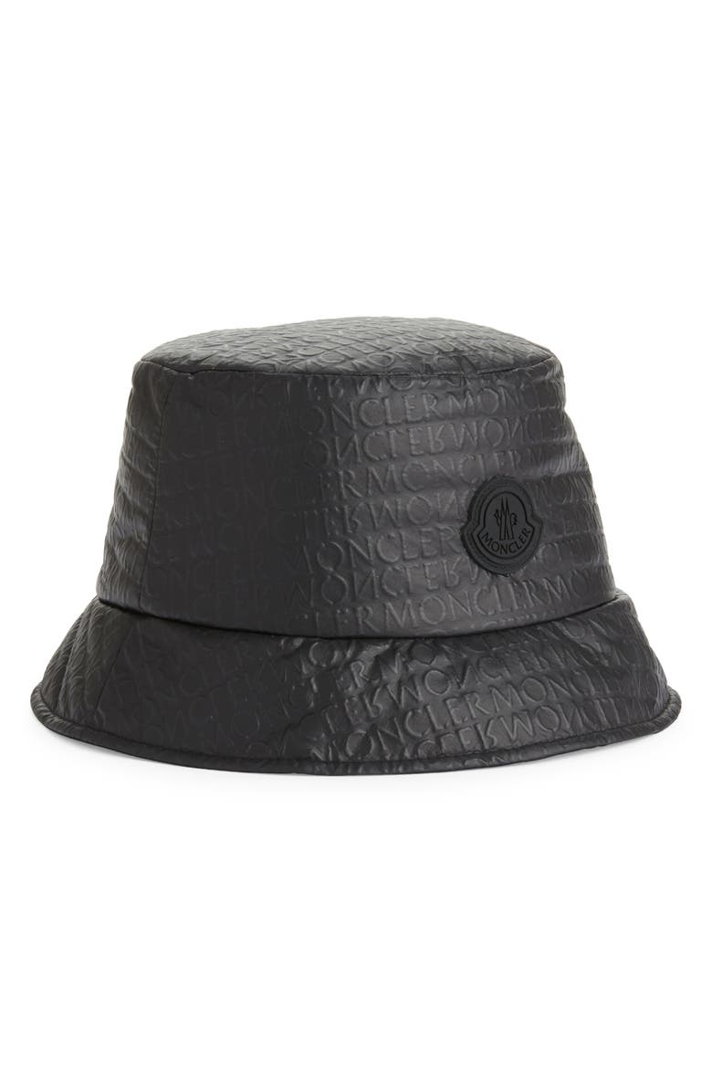 Moncler Logo Embossed Nylon Bucket Hat, Main, color,