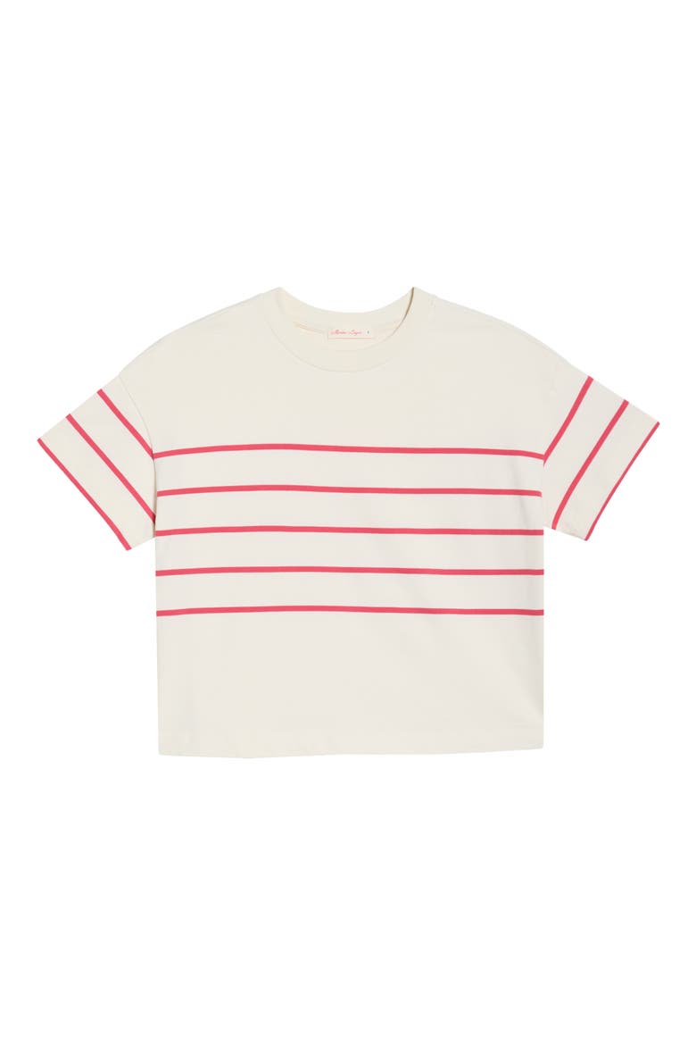 Luxe Sueded Cotton T-Shirt, Alternate, color, RED/ WHITE STRIPE