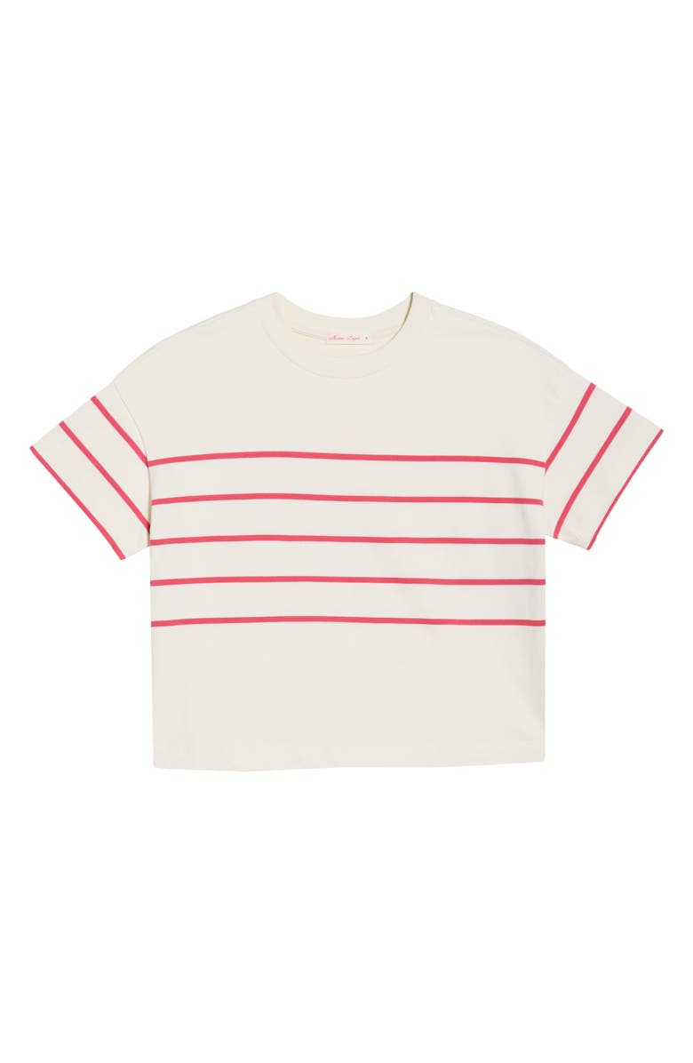 Marine Layer Luxe Sueded Cotton T-Shirt, Main, color, Red/ White Stripe