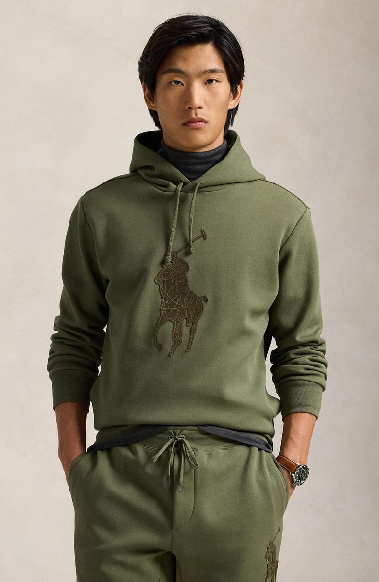 Polo Ralph Lauren Double Knit Cotton Blend Pullover Hoodie, Alternate, color, Thermal Green