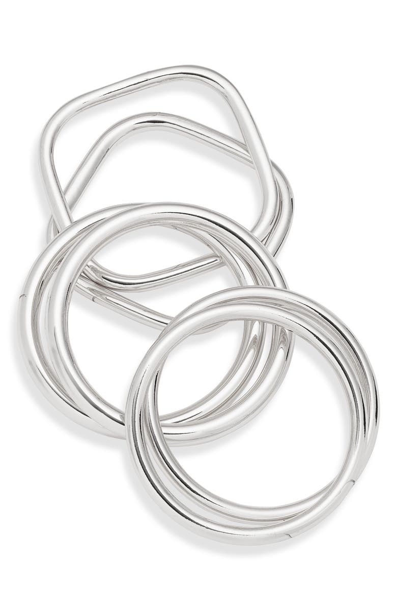 Open Edit 6-Pack Assorted Bangles, Main, color, Silver