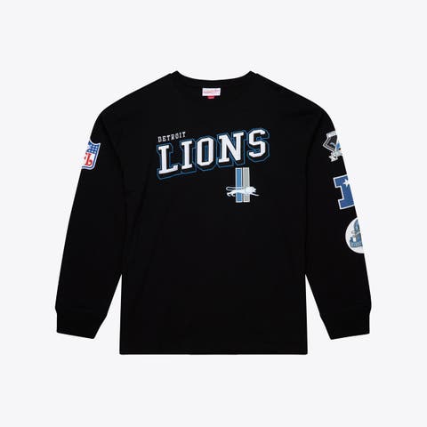 Men's Mitchell & Ness Black Detroit Lions Big & Tall Training Camp Long Sleeve T-Shirt