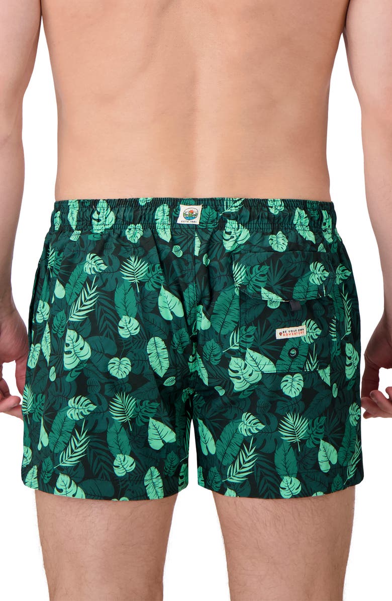 Sunset x Vine Leaf Print Swim Trunks, Alternate, color, Green