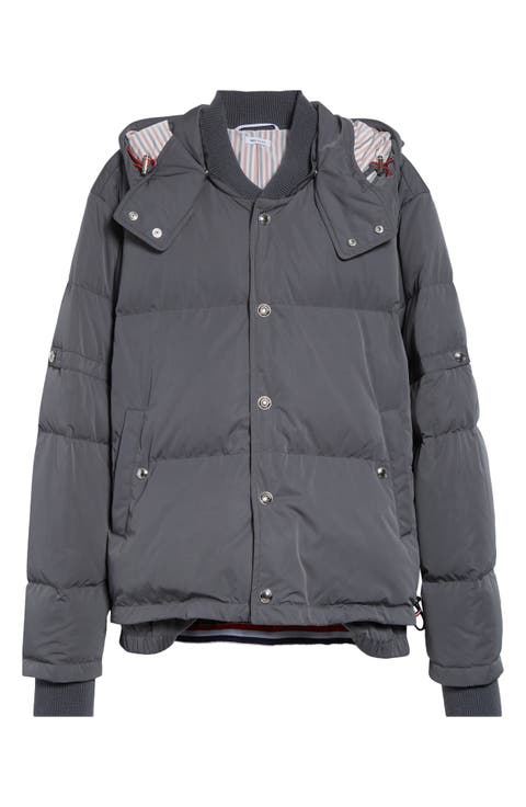 Down Bomber Puffer Jacket with Removable Hood