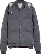 Thom Browne Down Bomber Puffer Jacket with Removable Hood