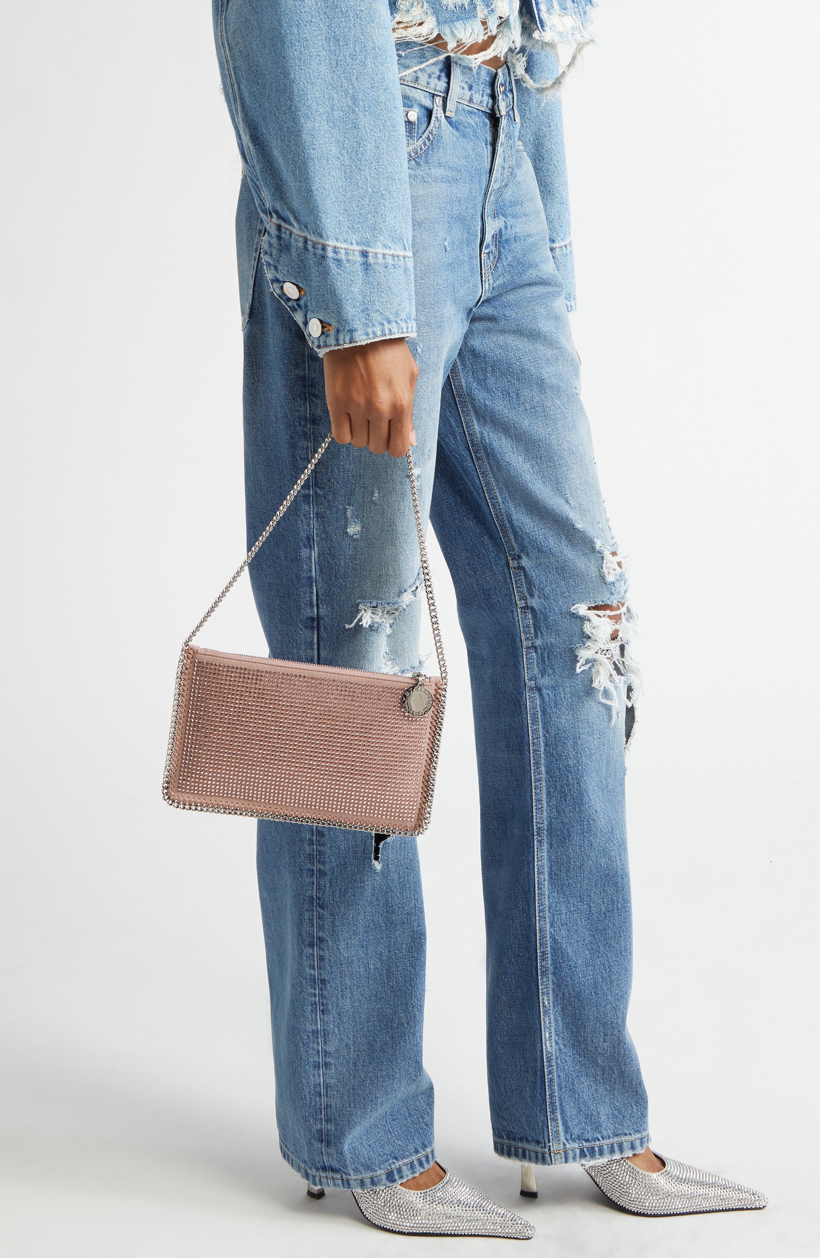 Stella McCartney Falabella Embellished Pochette Bag, Alternate, color, 