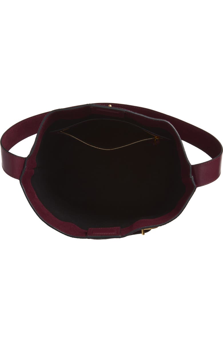 Madewell The Essential Belted Suede Bucket Tote, Alternate, color, Dark Burgundy