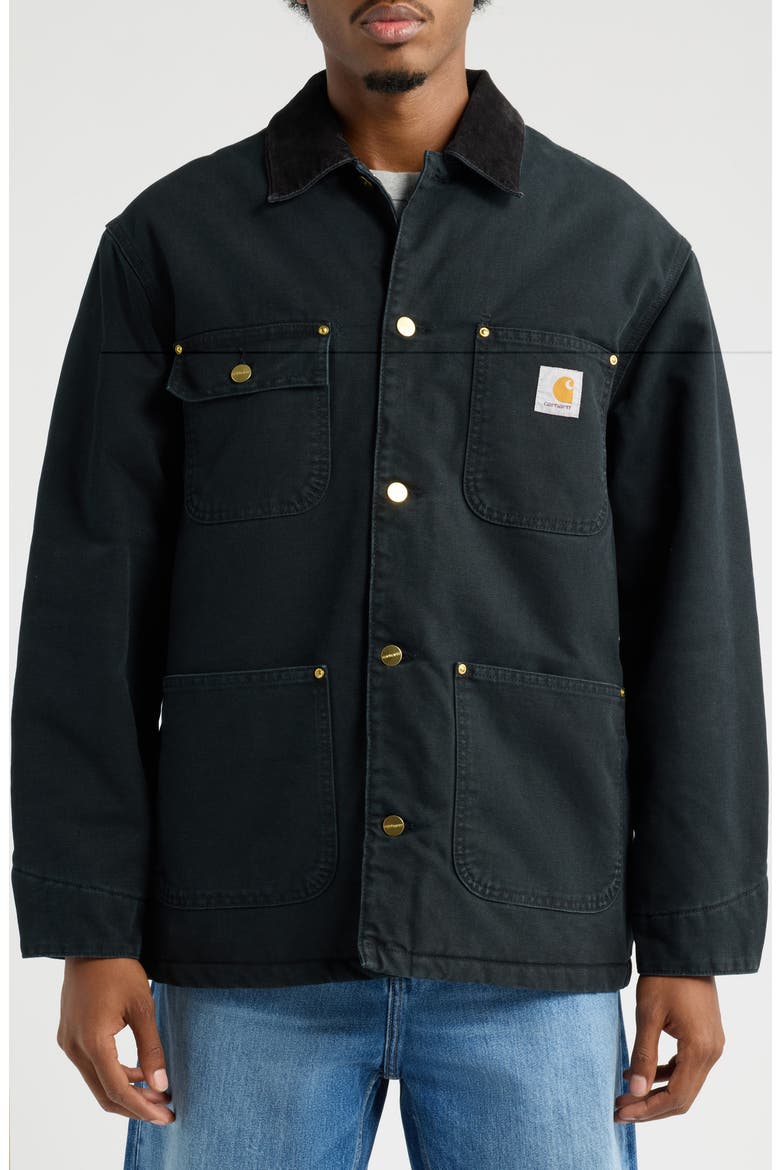 OG Organic Cotton Canvas Chore Coat, Alternate, color, BLACK / BLACK