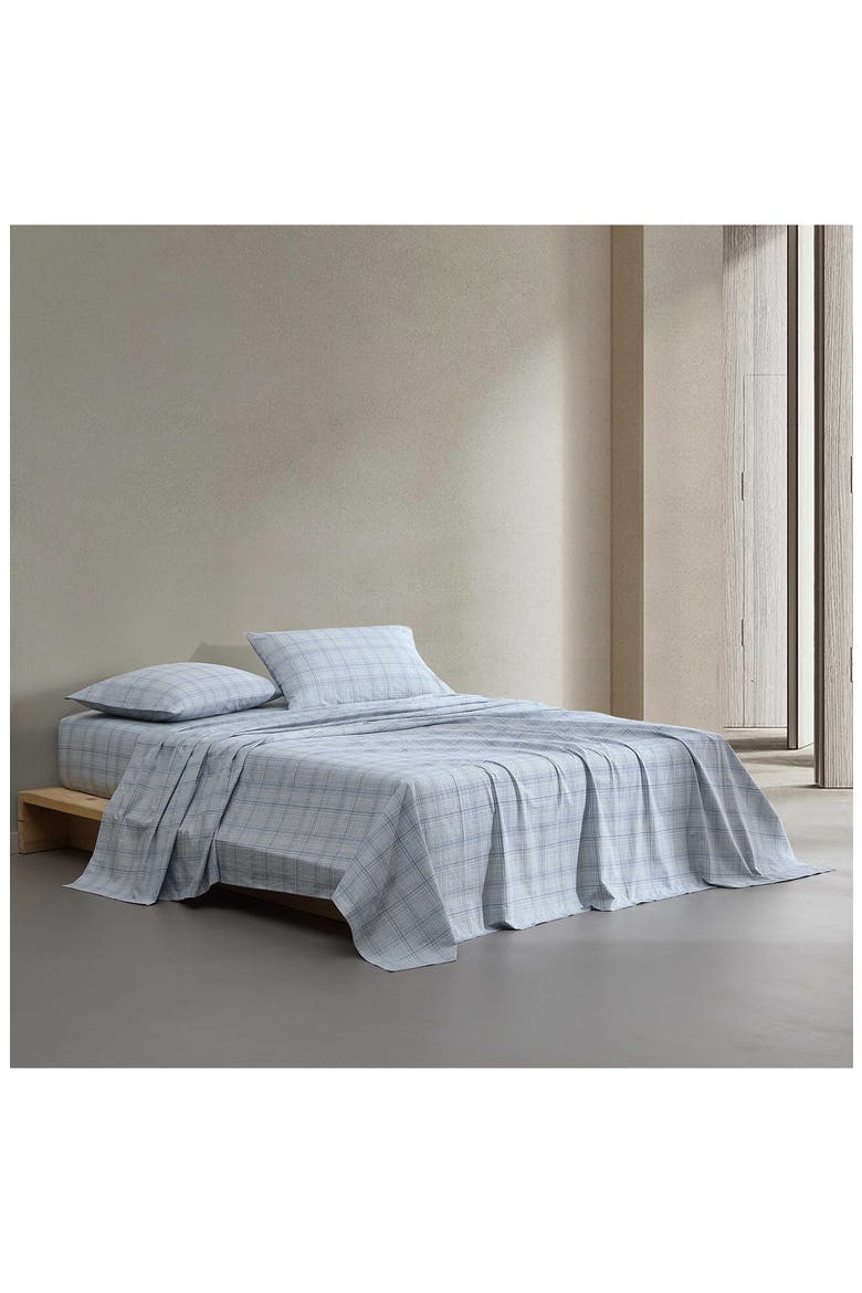 Multi Grid 200 Thread Count Cotton Percale Sheet Set, Alternate, color, LIGHT / MEDIUM BLUE