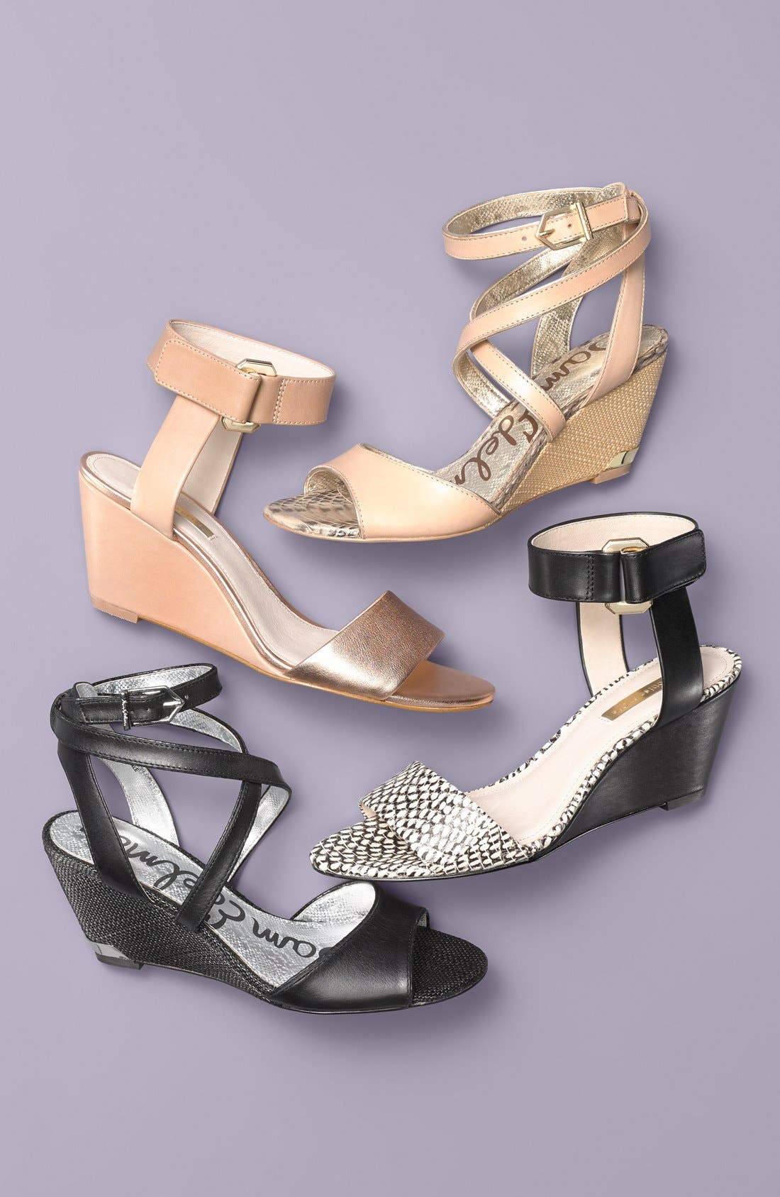 'Samara' Wedge Sandal, Alternate, color, BLACK