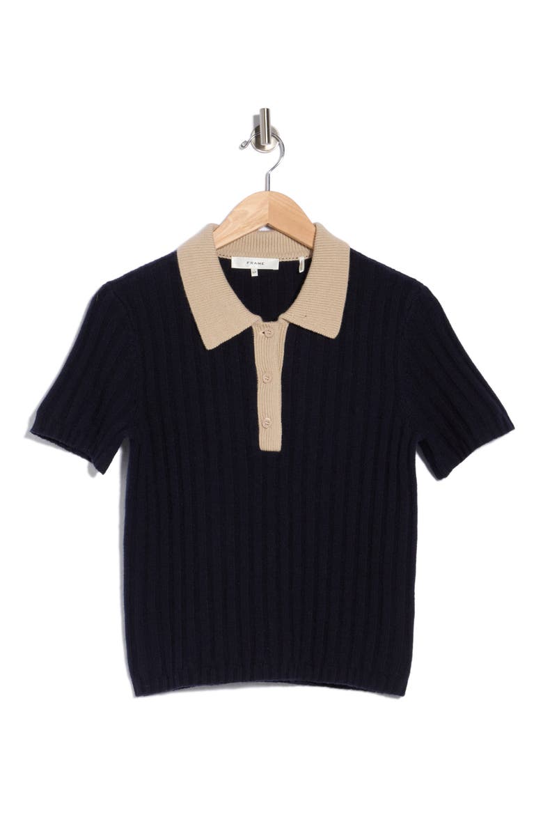 Contrast Trim Polo Sweater, Alternate, color, NAVY MULTI