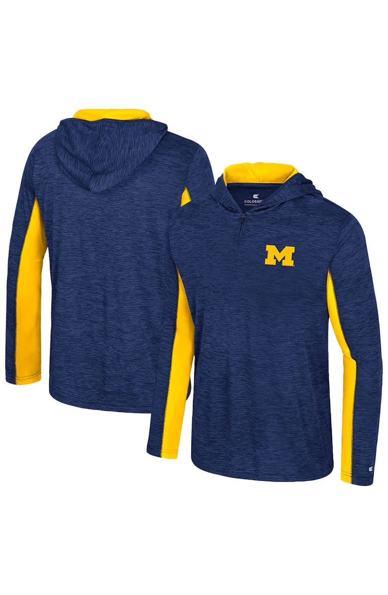 COLOSSEUM Men's Colosseum Navy Michigan Wolverines Always Sunny Quarter-Zip Hoodie, Main, color, Navy